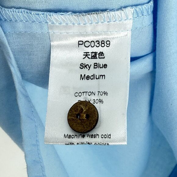 Men's Solid Light Blue Button-Down Short-Sleeve Shirt Medium NWOT - Picture 8 of 16